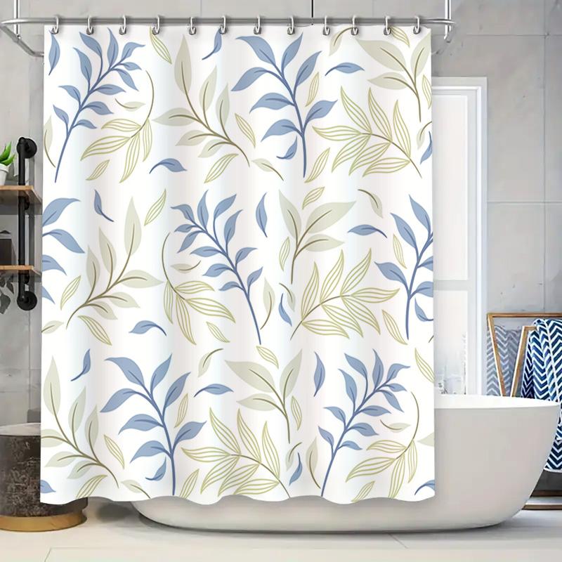 Современный цветочный узор занавеска для душа водонепроницаемый декор для ванной комнаты прямоугольная форма синий зеленый белый 72x84 дюйма домашний текстиль про