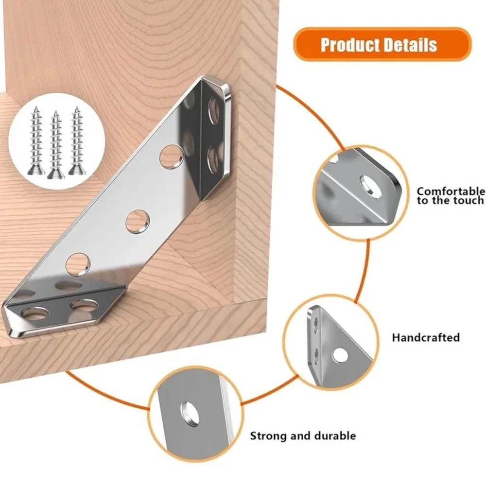 20 Pieces Thickened Stainless Steel Corner Brackets, 90° Right-Angle Mounts & Furniture Connectors with Screws Included