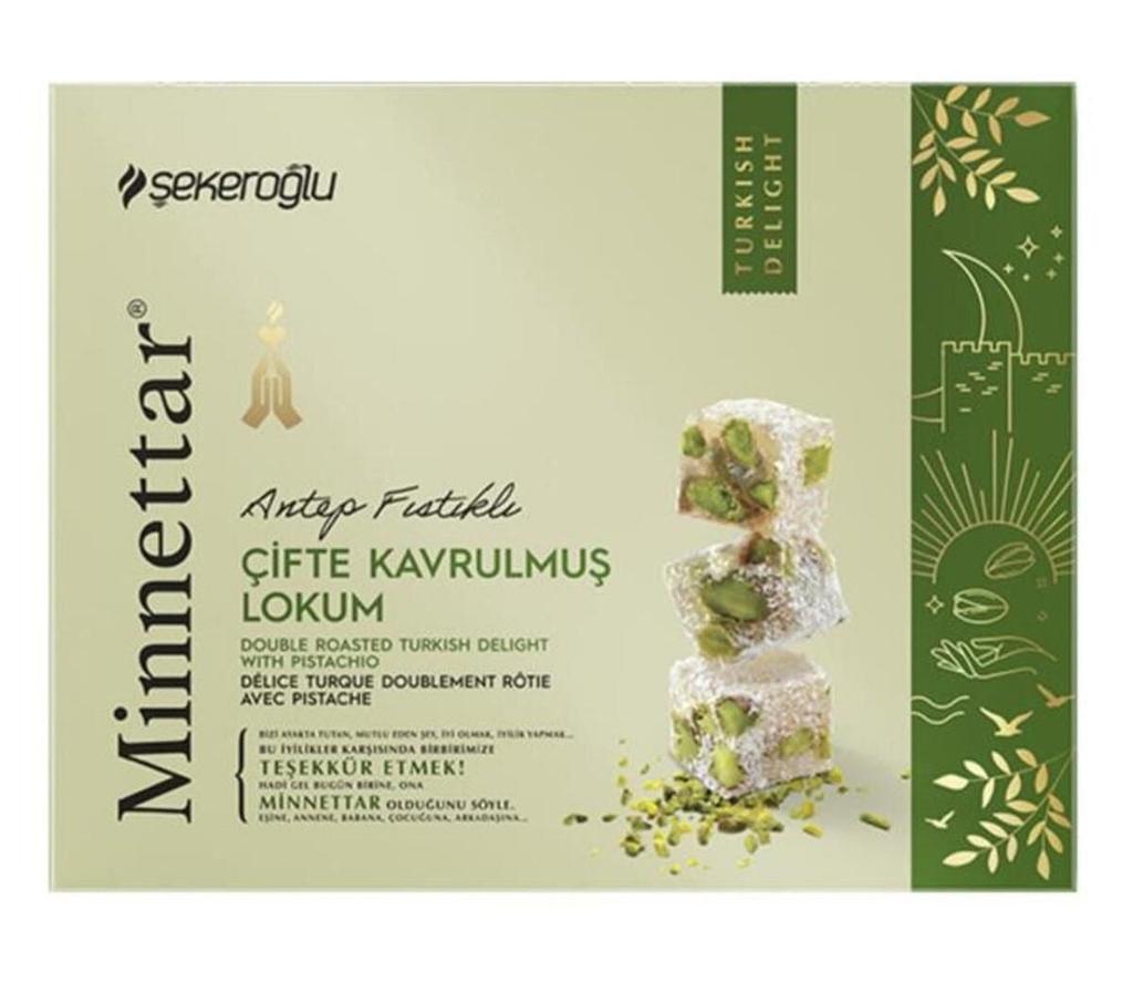 Minnettar Double Roasted Pistachio Turkish Delight – Rich Nut-Infused Candy, 300g