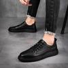 Black Casual Men's Board Shoes Genuine Leather Quality Minimalist Style Outdoor Street Walking and Sports Adult Shoes Hot New