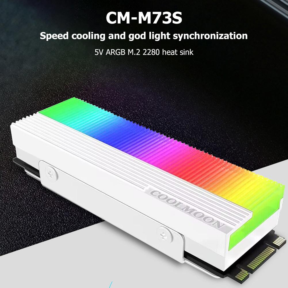 Радиатор-охладитель для M.2 2280 SSD, радиатор охлаждения M.2 SSD с термопрокладкой, 5V 3PIN ARGB, радиатор-охладитель для M.2 SSD с двойным интерфейсом