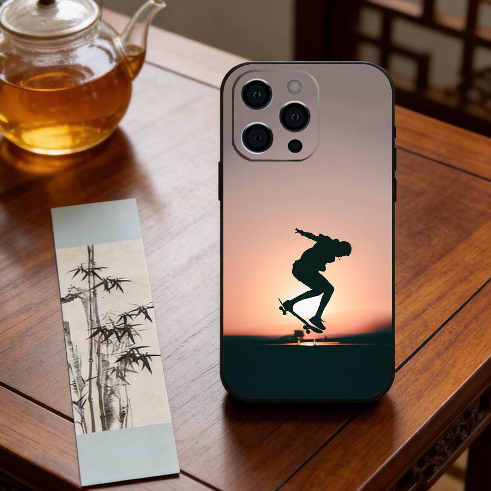 Cool Skateboard Phone Case For iPhone 17, 16,15,14,13,12,11 Plus,Pro Max, Others Soft Black Cover