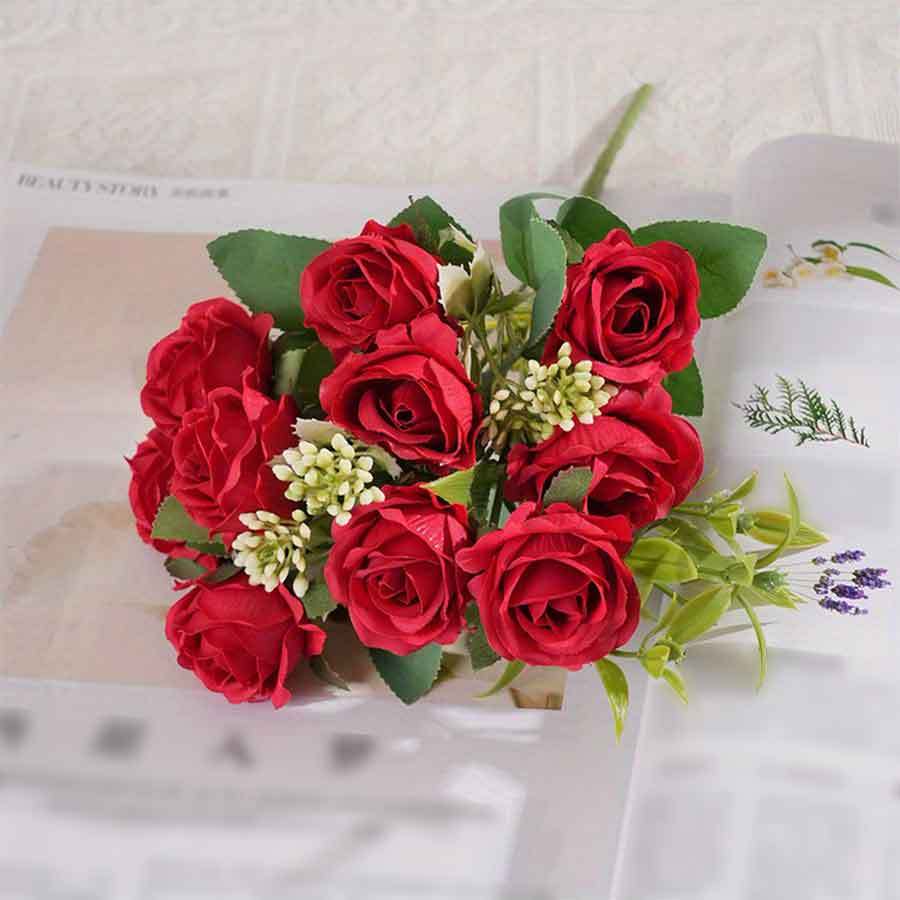 1 БУКЕТ/10 Голов Романтичные Искусственные Розы, Ароматный Букет Наложницы Свадьба DIY Вечеринка Домашнее Украшение