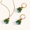Серьги в виде рождественской елки из кристаллов ручной работы и ожерелье с 18-каратным золотым покрытием: Праздничные украшения для женщин
