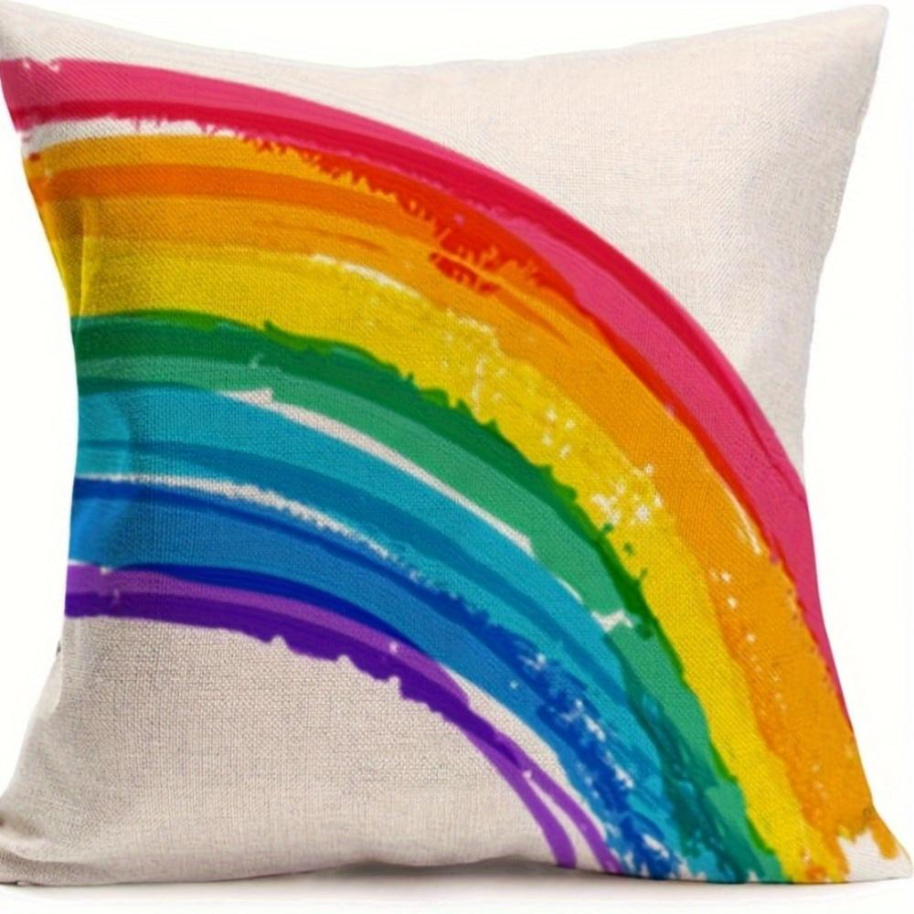 Watercolor Rainbow Pride Throw Pillow Covers, Vibrant Rainbow Heart Butterfly Print Cushion Cases, Inclusive Lgbtq+ Home Decor