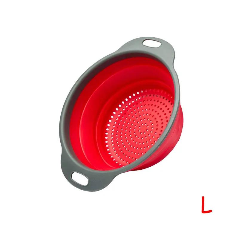 Round Folding Colander Vegetable Fruits Washing Drain Basket Kitchen Gadgets Water Filter Net Silicone Colander Strainer Tools