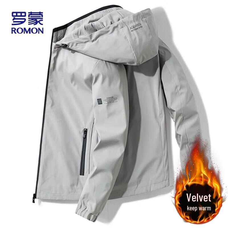ROMON Men's Hooded Casual Jacket