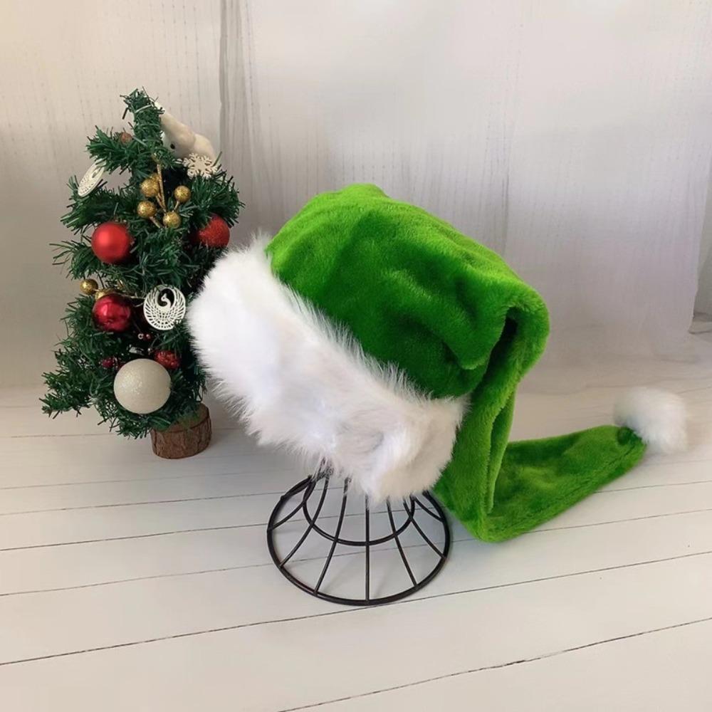 White Fur Fur Xmas Cap Red Hat Santa Hat Festive Party Plush Christmas Hat  Unisex