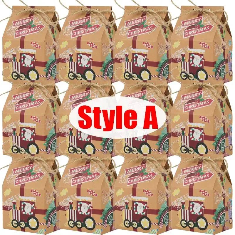 30/1pcs Christmas Candy Gift Box Raft Paper Cookie Snack Packing Bags New Year Gifts Wrapping Bag Xmas Party Home Decoration