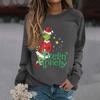 Women's Fashion Casual Long Sleeve Solid Color Christmas Printed Round Neck Top Sweatshirt
