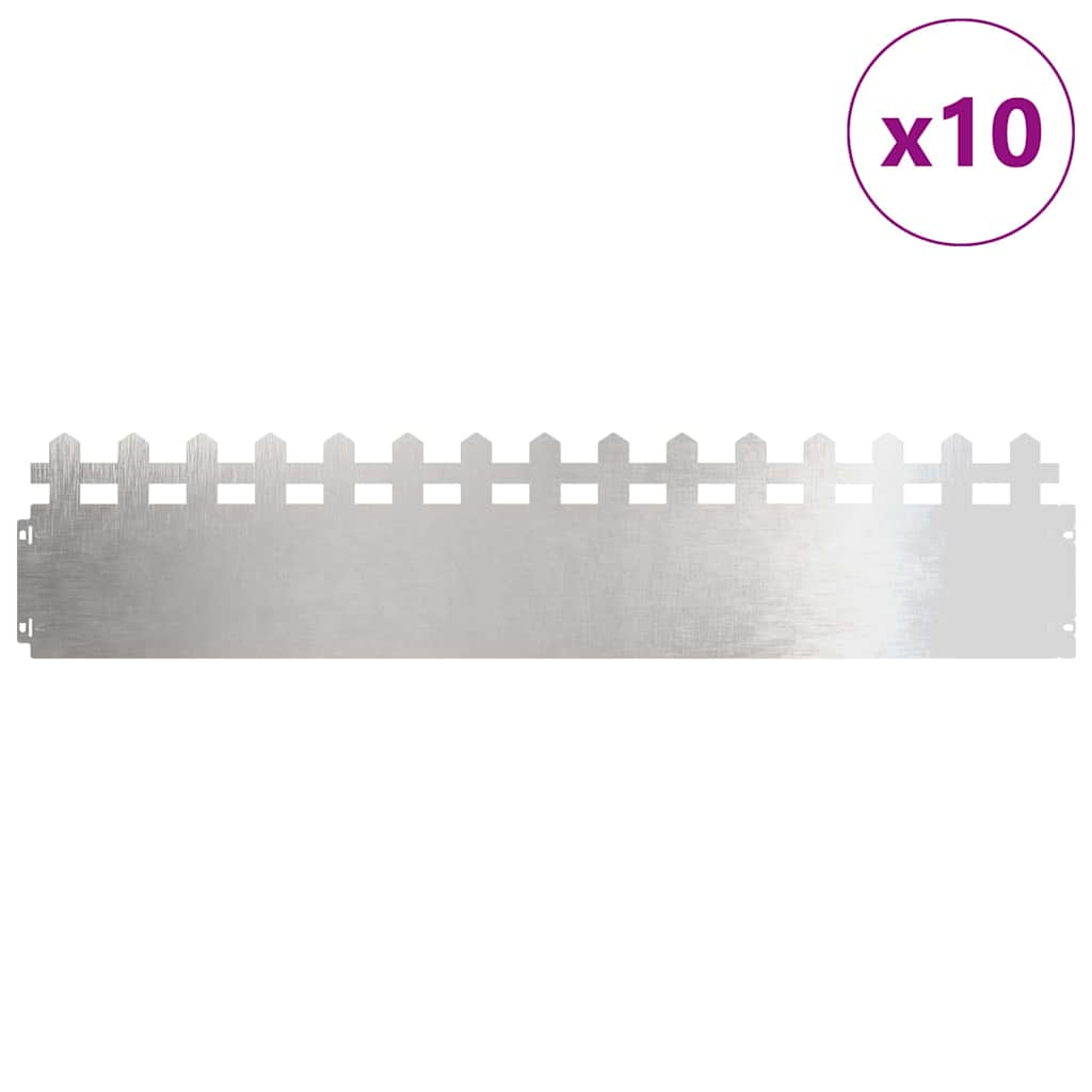Lawn Edging 10 pcs 103 x 0.05 x 22 cm Stainless Steel Silver