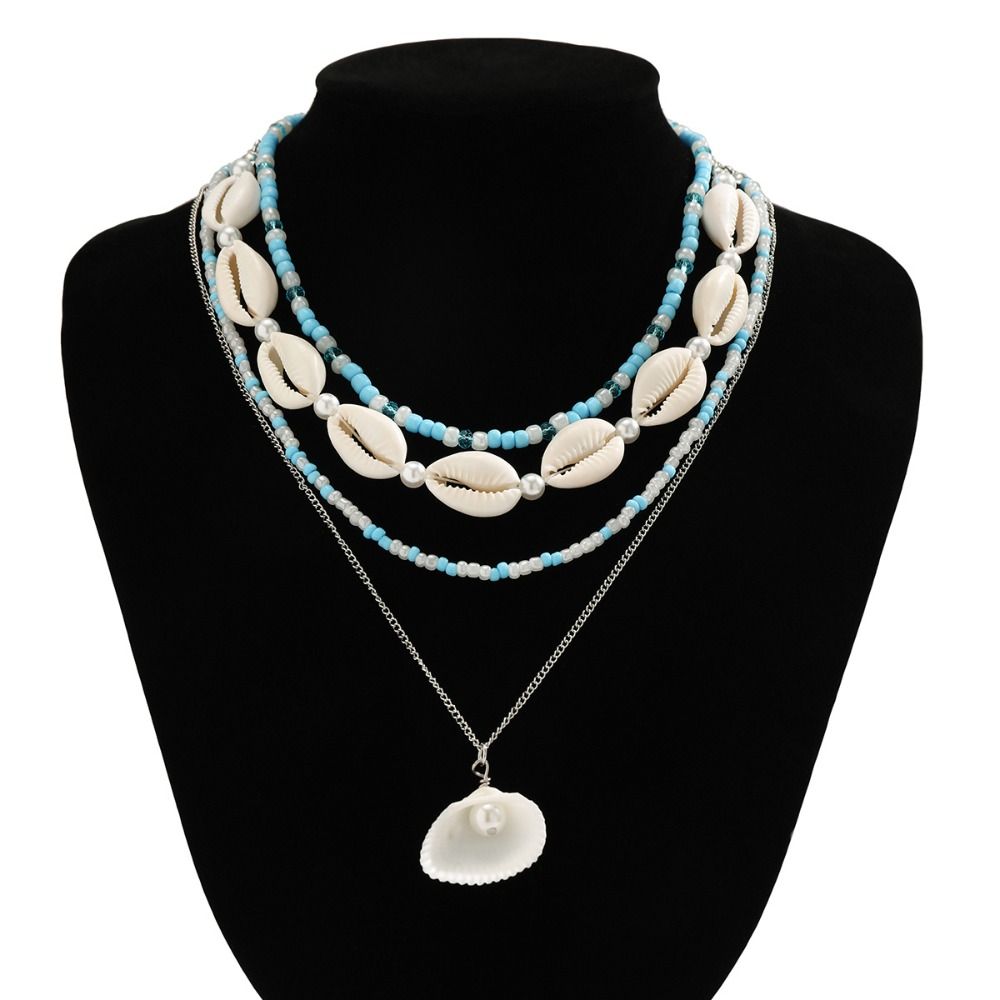 Pendant Conch Clavicle Chain Pearl Starfish Choker Vintage Shell Multilayer Necklace  Women