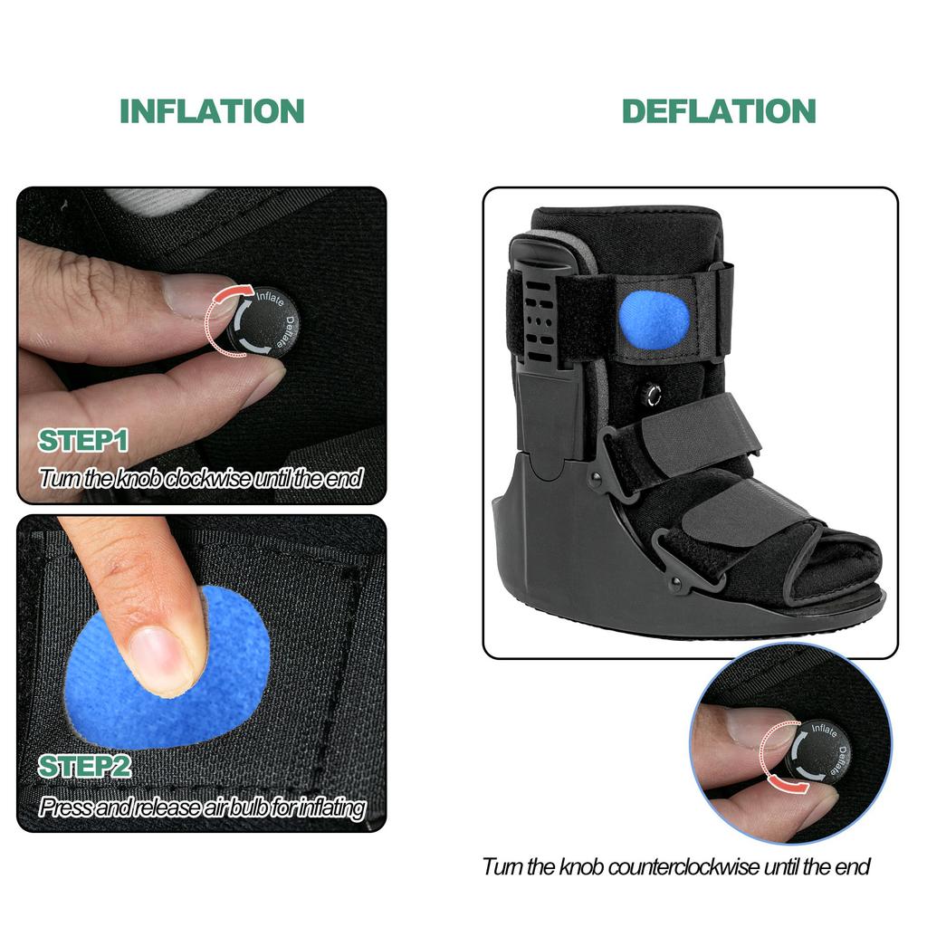 Air Walking Boot Fracture Boot Short Walker Protective Boot Fits Left or Right Foot Ankle for Injuries Fractures Sprains