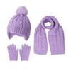 3Pcs/Set Kids Hat Scarf Glove Set Plush Ball Decor Twist Texture Knitting Hat Long Scarf Winter Gloves Set Winter Accessories