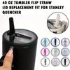 2 Pack 40 Oz Tumbler Flip Straw Lid Replacement Fit for Stanley Quencher, Spill Proof Splash Resistant Tumbler Lids,Reusable