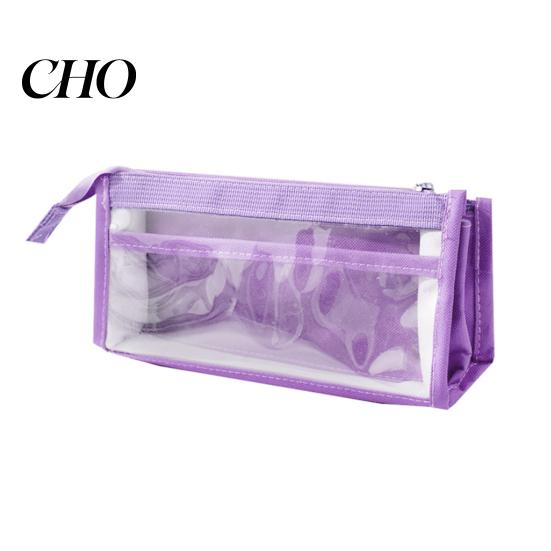 Fresh Color Stationery Bag Transparent Mesh Pencil Case for Middle School Students Large Pouch Capacity Multilayer Storage with Compartments