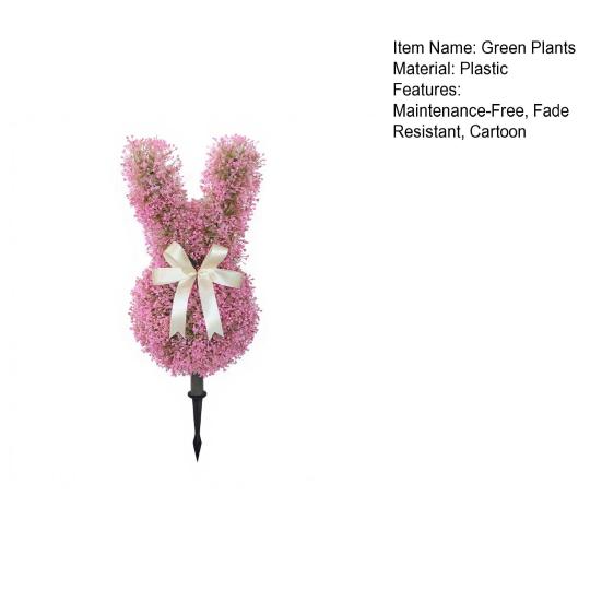 Artificial Rabbit Plant Decoration with Realistic Green Leaves Fade Resistant Fake Plants Anti-UV Plastic Easter Holiday Decor for Home Front Door