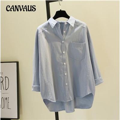 Карман Однотонная рубашка средней длины с длинными рукавами и принтом «Плюс размер» Женская литературная рубашка Верхняя часть