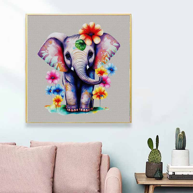 New Arrival 5D DIY Full Circle Diamond Painting "Colorful Flower Elephant" Embroidery Cross Stitch Home Decor Gift