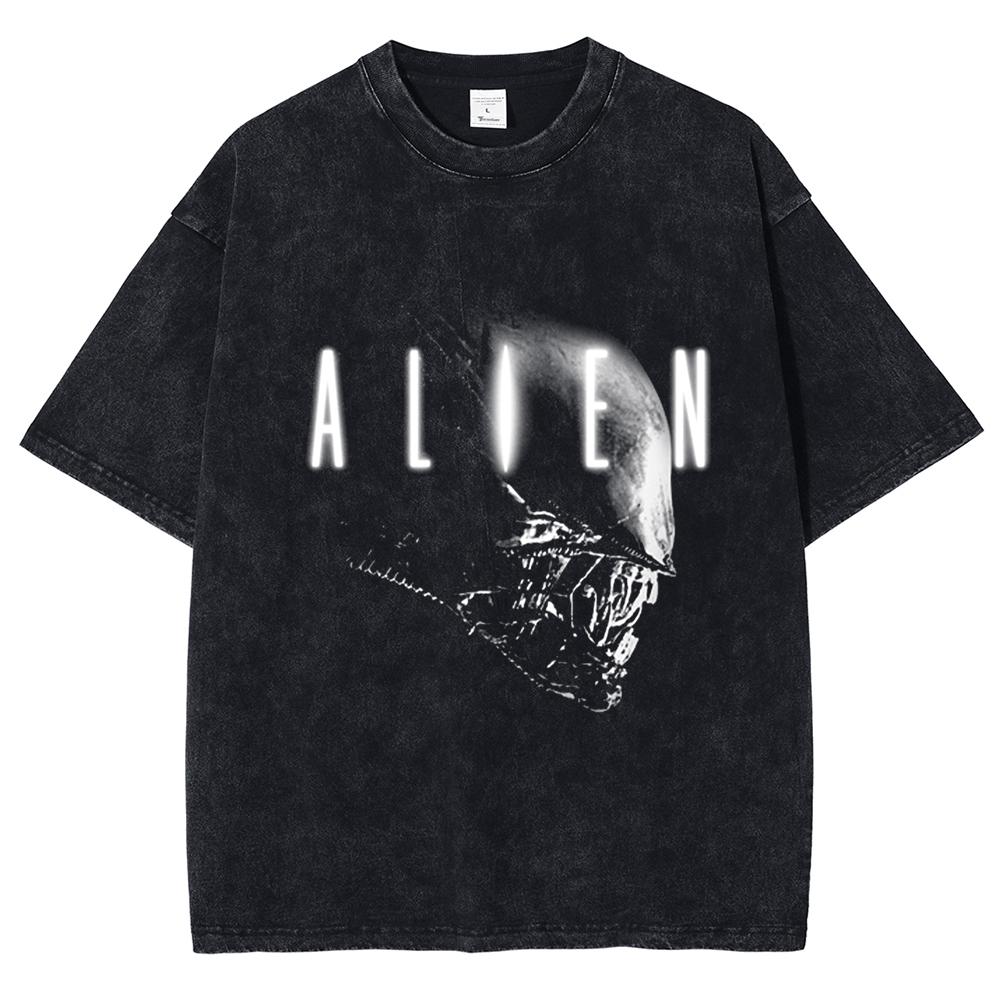 Men's T-shirt Retro Horror Killer Alien Pattern Printed Short Sleeve Summer Cotton Oversize Unisex Top Sweatshirt