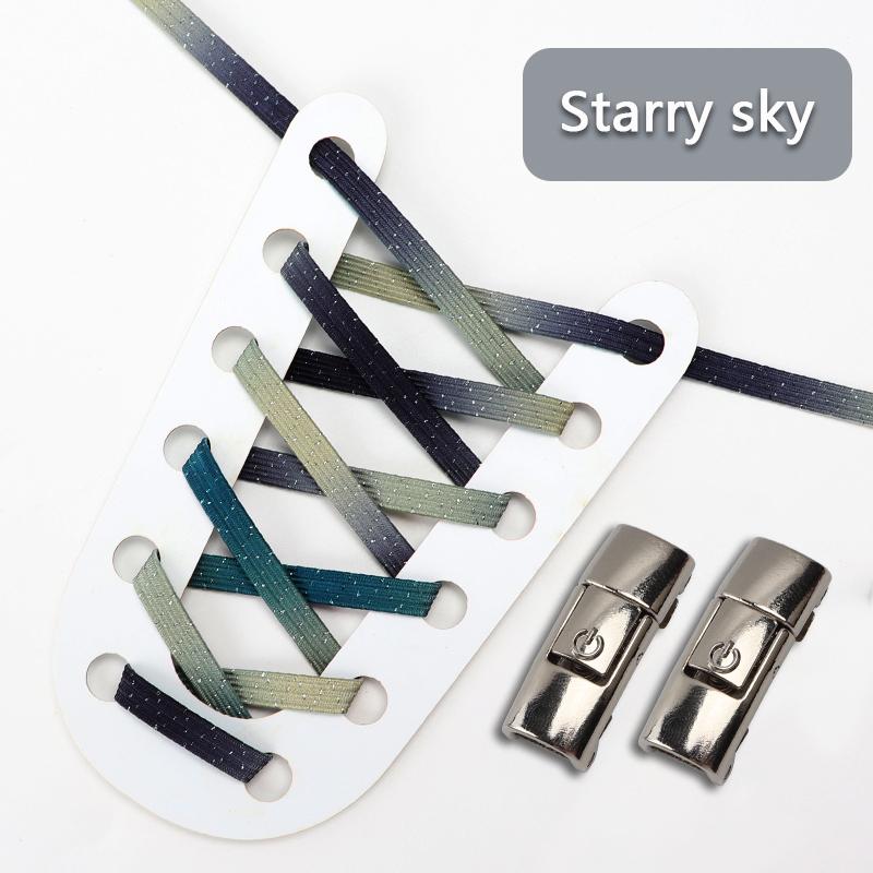 NO.8 Радужные шнурки для кроссовок, новая модернизация, магнитный металлический замок, шнурки без завязок для детей и взрослых, ленивый быстрый шнурок с резиновой лентой, шнурок для обуви