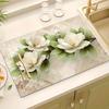 1Pcs Rubber Drying Mat With Magnolia Floral Print For Coffee Shop Restaurant Kitchen Carpet Tableware Durable Diatom Mud Table Mat Pet Mat Coffeeware