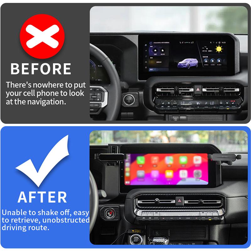 Для Toyota Prado LC250 LHD 2025 2025 Автомобильный держатель для телефона с креплением и ящиком для хранения, фиксированный держатель для мобильного телефона для экрана навигации