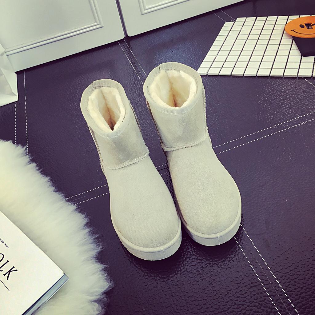 Зимние низкие сапоги-дутики из искусственного меха, низкий верх, утолщенная замша, круглый носок, плоский каблук, коричневые, повседневные, женские