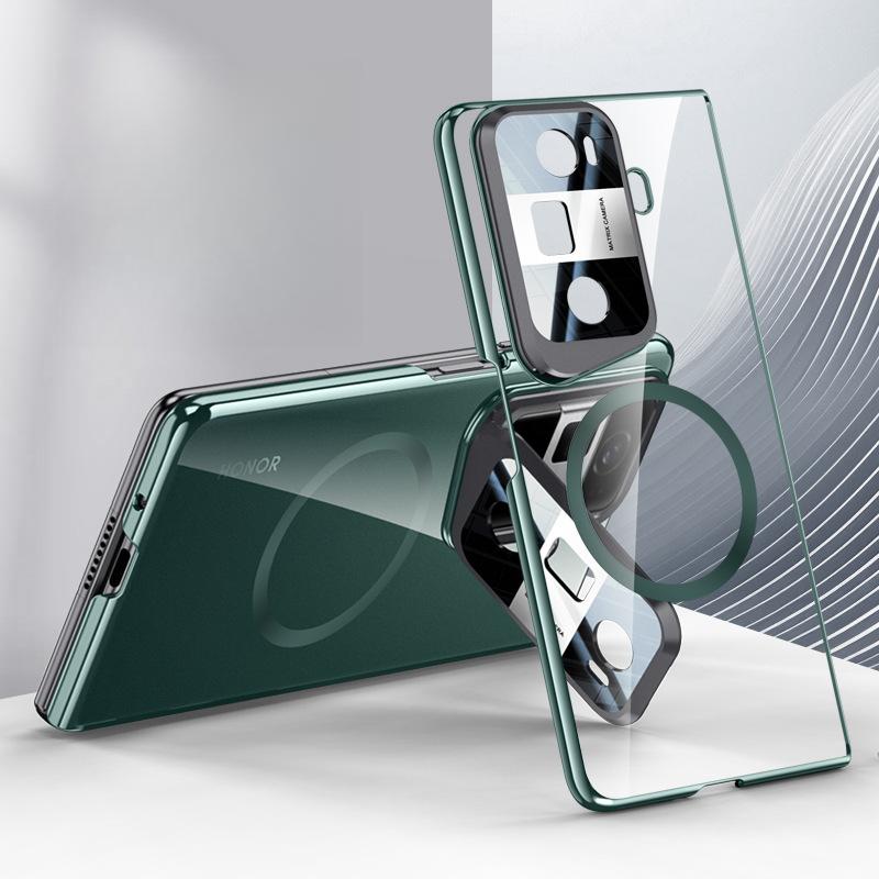 Подходит для Honor Magicvs3 Чехол для мобильного телефона Пленка Интегрированный Простой Всевключающий Противоударный Кронштейн Магнитная Адсорбция Прозрачный Гальванизированный Чехол