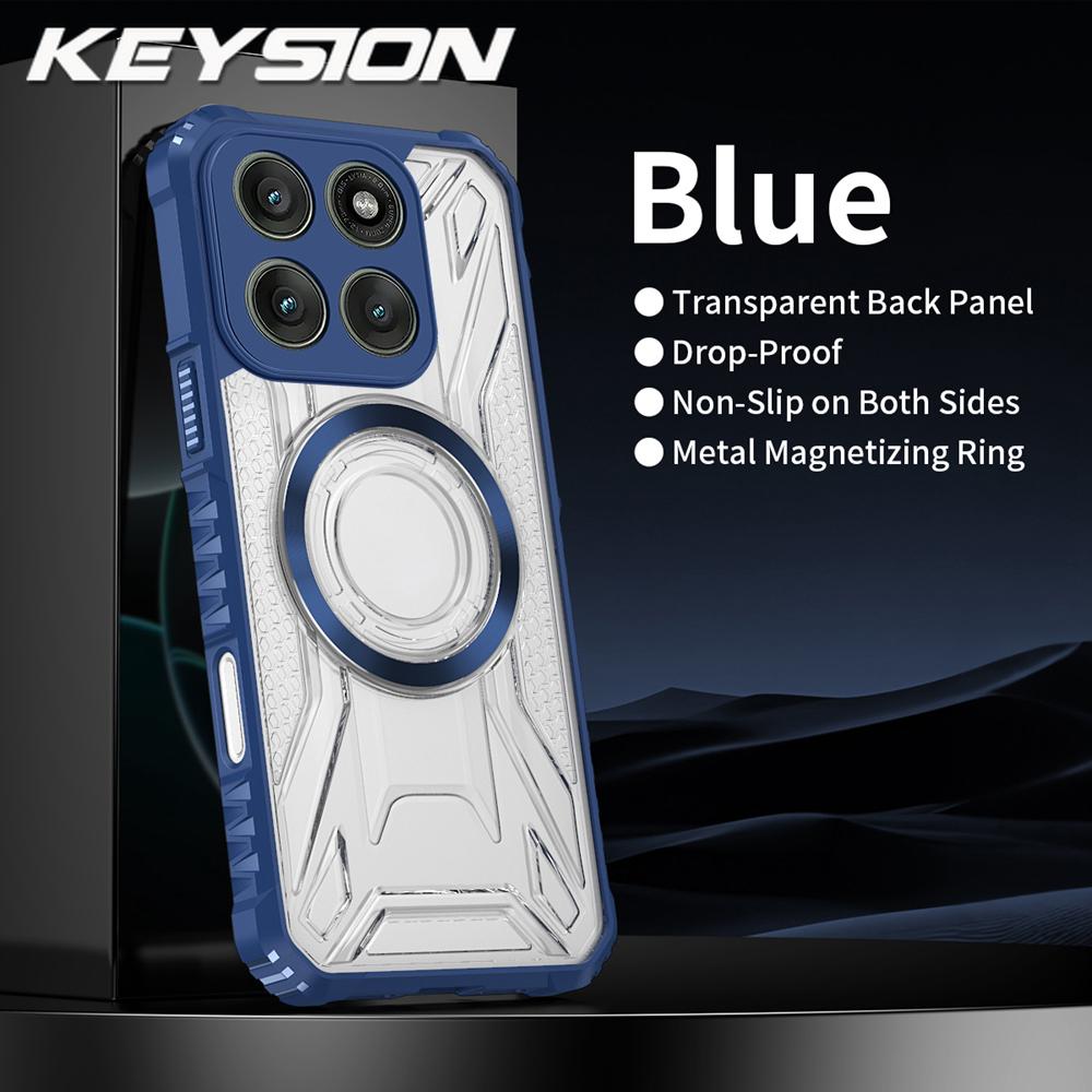 KEYSION Прозрачный магнитный чехол для Motorola Edge 60 Pro 5G Силикон+ПК Ударопрочная задняя крышка для телефона для Edge 60 Fusion 60S