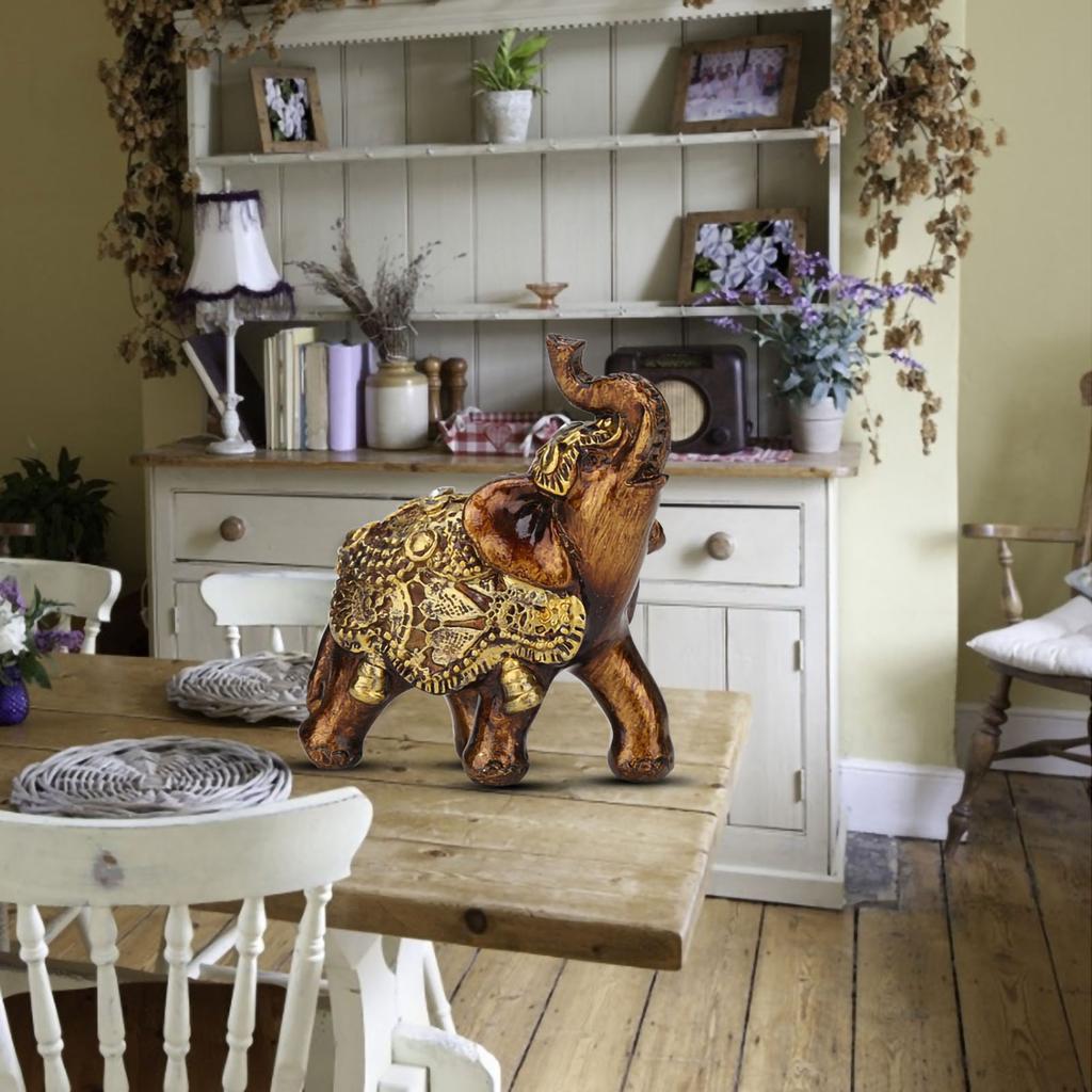 Украшение из смолы в форме слона, древесное зерно, европейский стиль, домашний шкаф для телевизора, украшение для творчества, золото S
