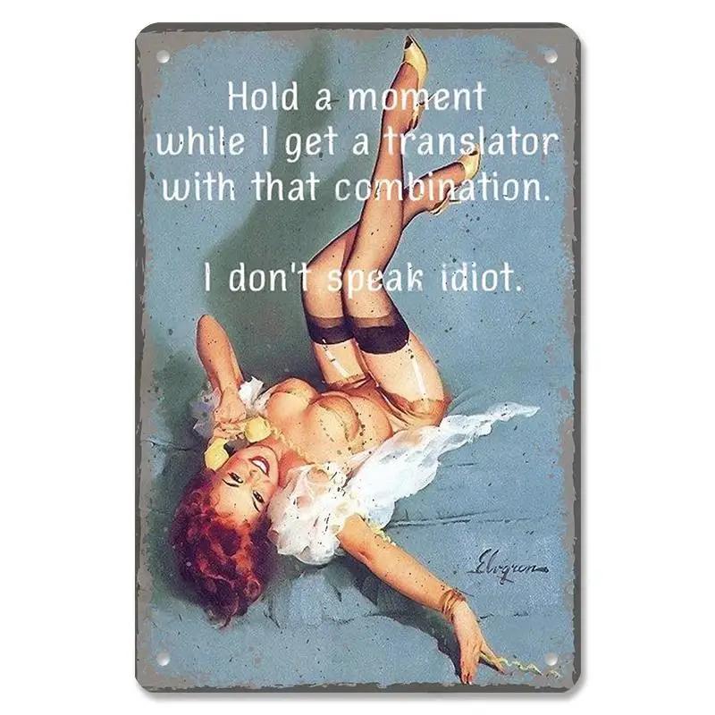 Сексуальная девушка в стиле пин-ап для девочек, винтажная металлическая жестяная вывеска, пиво, кола, самолет, металлический постер в стиле ретро для бара, паба, клуба, домашний настенный художественный декор