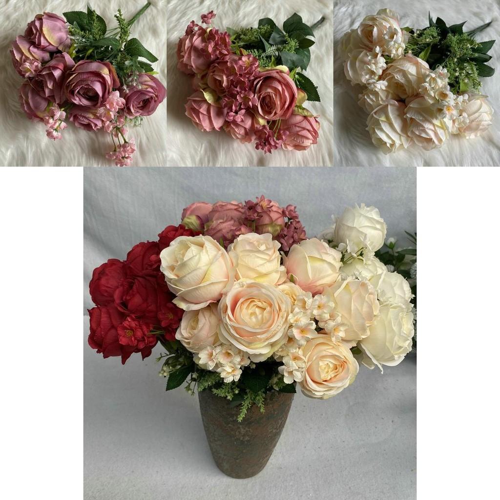 European Wedding Hall Flower Material With Faux Rose For Restaurant Decor