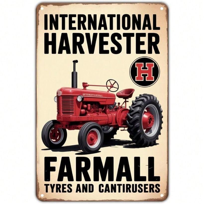 Металлический Плакат Красный Трактор Farmall Винтажная Вывеска Ретро Настенное Искусство для Бара Гаража