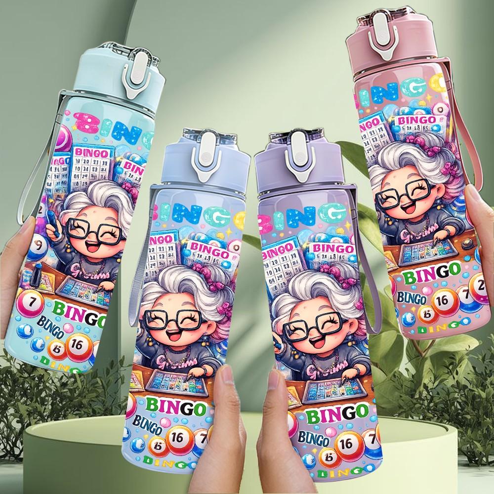 1PC Candy Sweets Cartoon Party Print 750ml Color Plastic Sports Water Bottle Leakproof Flip Straw Lid Suitable for Sports Office Home Use