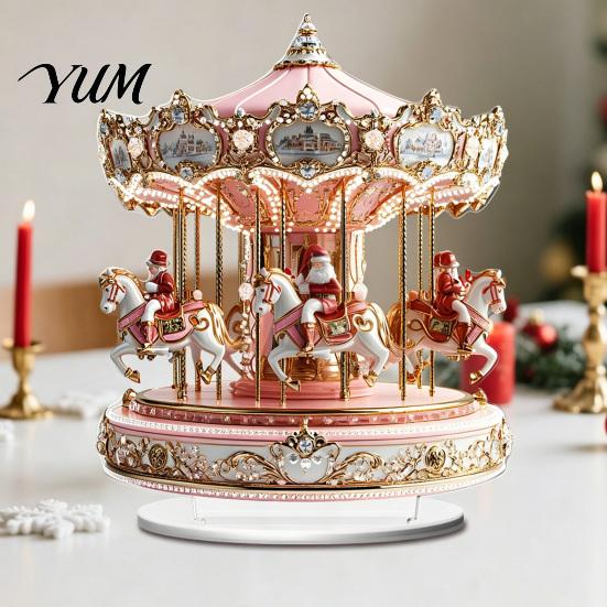 DIY Holiday Crafts 2D Acrylic Christmas Ferris Wheel Tabletop Decoration, Festive Village Scene Ornament Snap-on Decorative Structures with Snowman &
