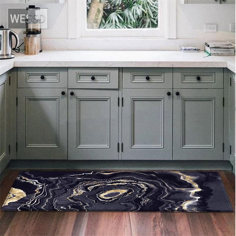 Черный, серый мраморный коврик для гостиной, противоскользящие кухонные коврики для пола, прикроватные коврики для спальни, украшение дома