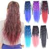 Ponytail Long Kinky Curly Hair Ribbon Ponytail Extension Rainbow Colorful Ombre Color Ponytails