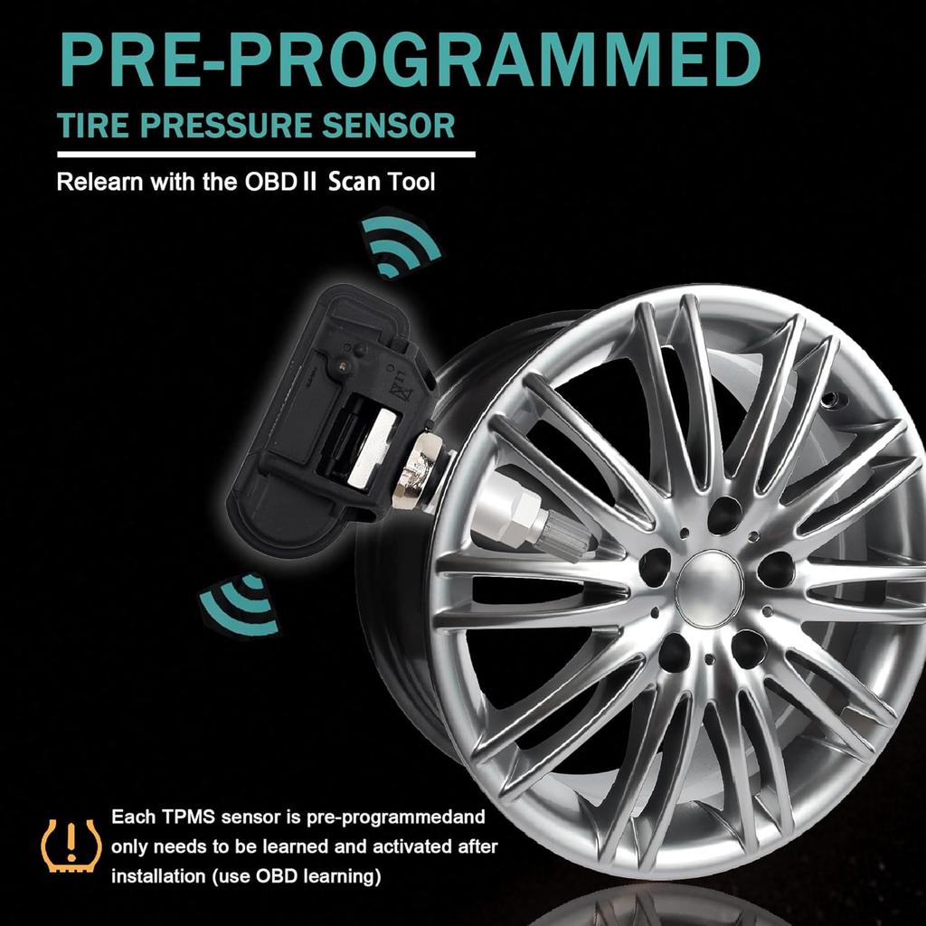 Датчики давления в шинах TPMS 433 МГц Программируемый датчик TPMS Совместим с Mercedes-Benz Smart Infitini Заменяет # A0009050030 A0009051804