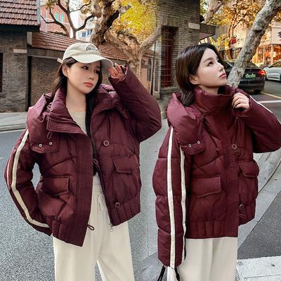 Маленькая короткая хлопковая одежда осень и зима утолщенная хлопковая куртка девочки свободная хлебная с капюшоном хлопковая одежда новая