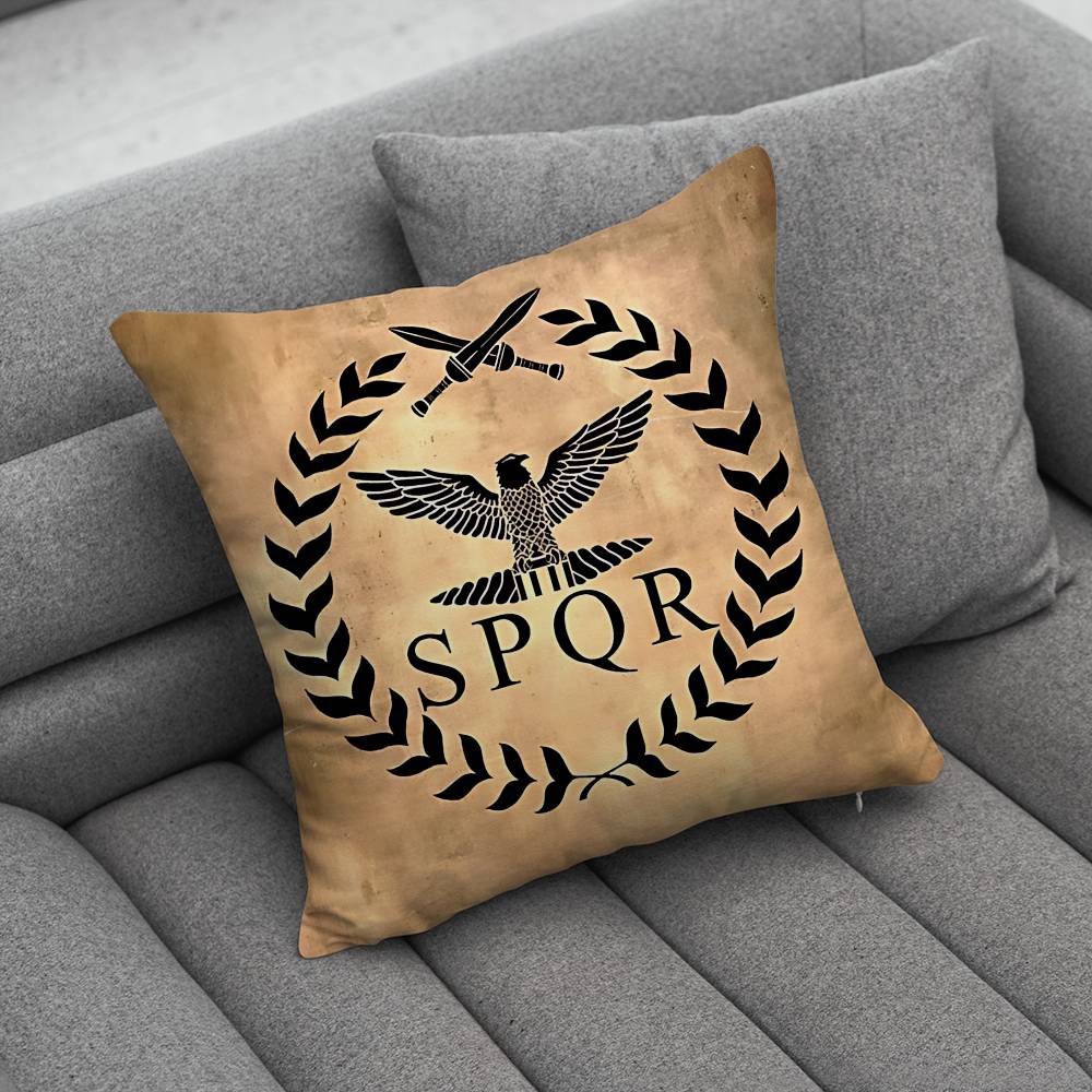 Ретро Чехол для подушки SPQR Римской Империи Чехол от пылевых клещей Невидимая молния Шелковистый короткий плюш Чехол для подушки дивана