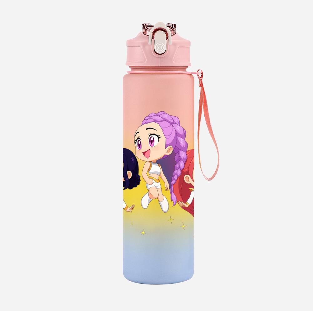 Cartoon K-Pop Demon Hunters Printed 750Ml Water Bottle Large Capacity Drinking Cup Portable Outdoor Sports Water Cup Children Gift