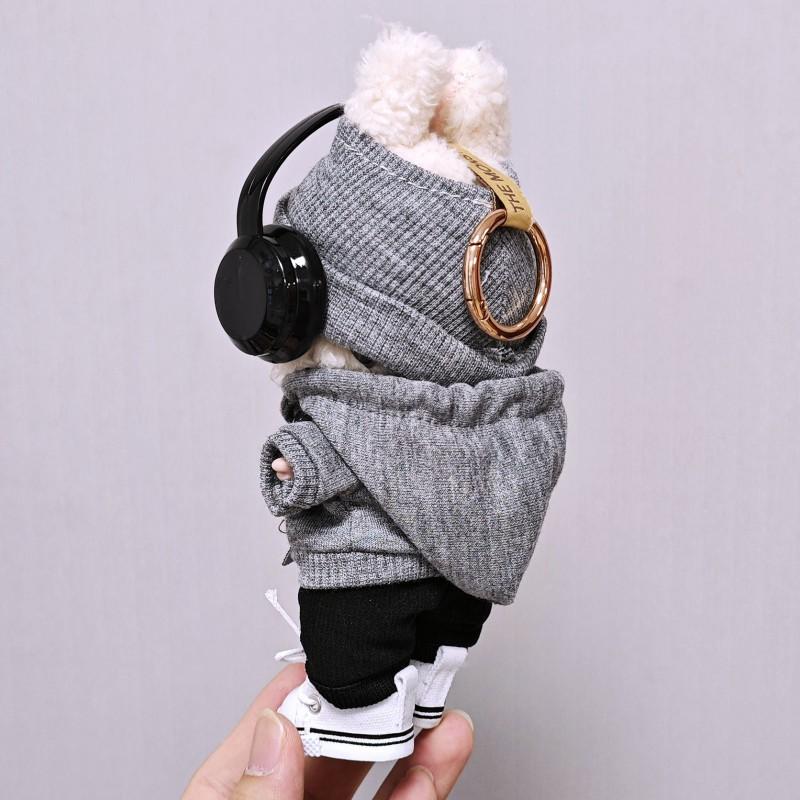 Labubu Doll Outfit Set Gray Hoodie Hat Pants Shoes Accessory Kit 15cm 17cm Collectible Figures