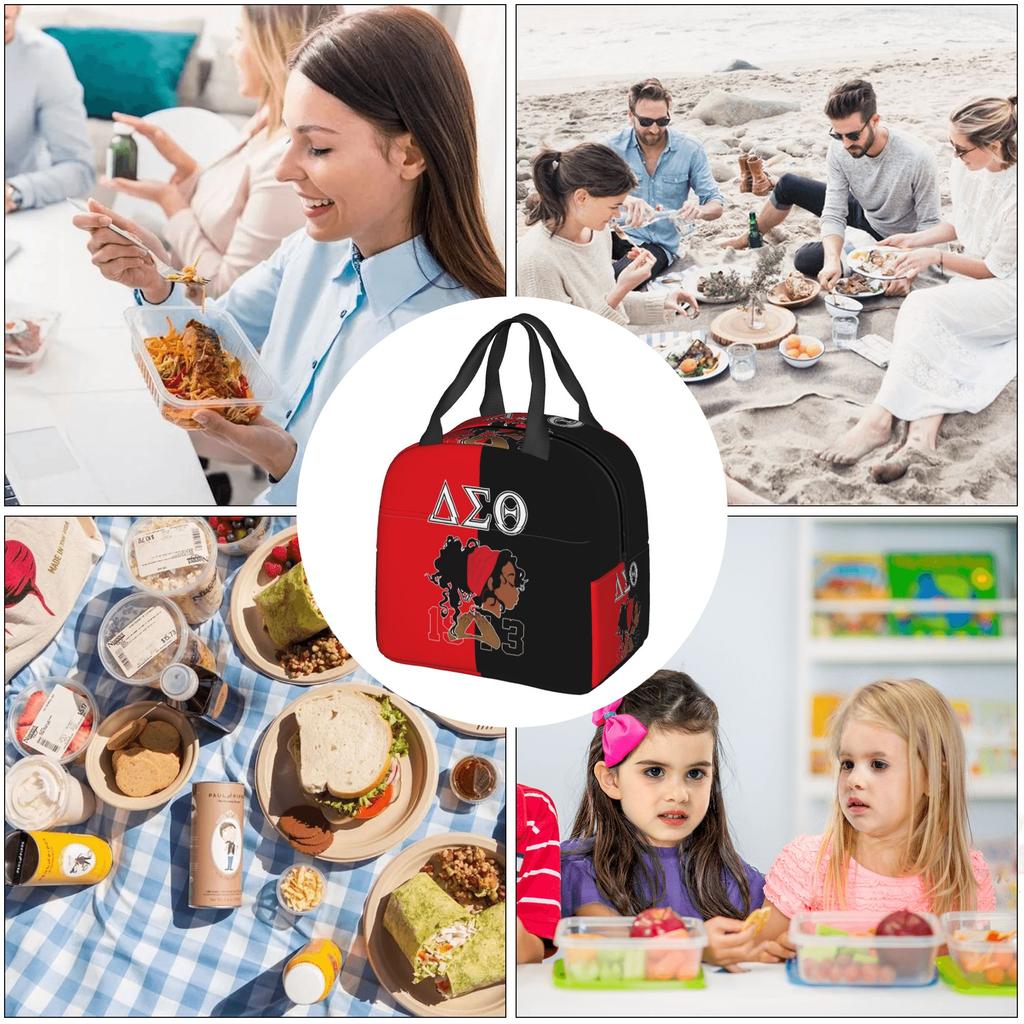 Deltas Sigmas Thetas 1913 DST Sorority Insulated Lunch Tote Bag for Women Portable Cooler Thermal Bento Box Work School Travel