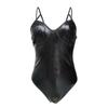 Women's Sexy Lingerie  Bodysuit Sling Open Back  Leather Bodysuit Set