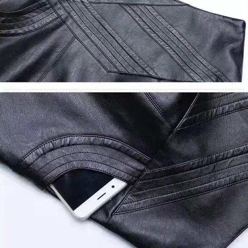 Women PU Leather Skirt Black High Waist Pleated Skirt Slim Mid-length Plus Size A-line Skirt Autumn Winter