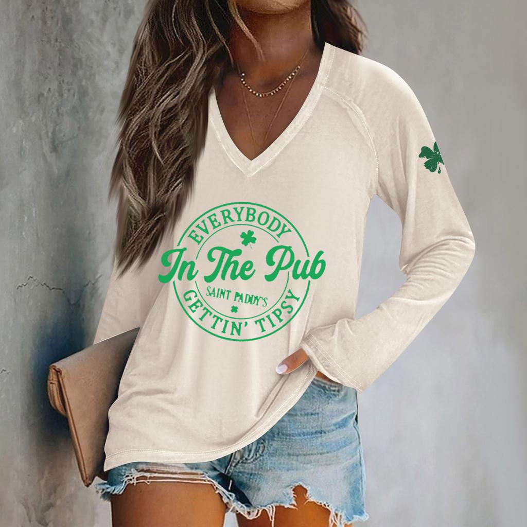 Women's Long Sleeve Plunger Sleeve Bad Witch Printed Casual Top T-Shirt