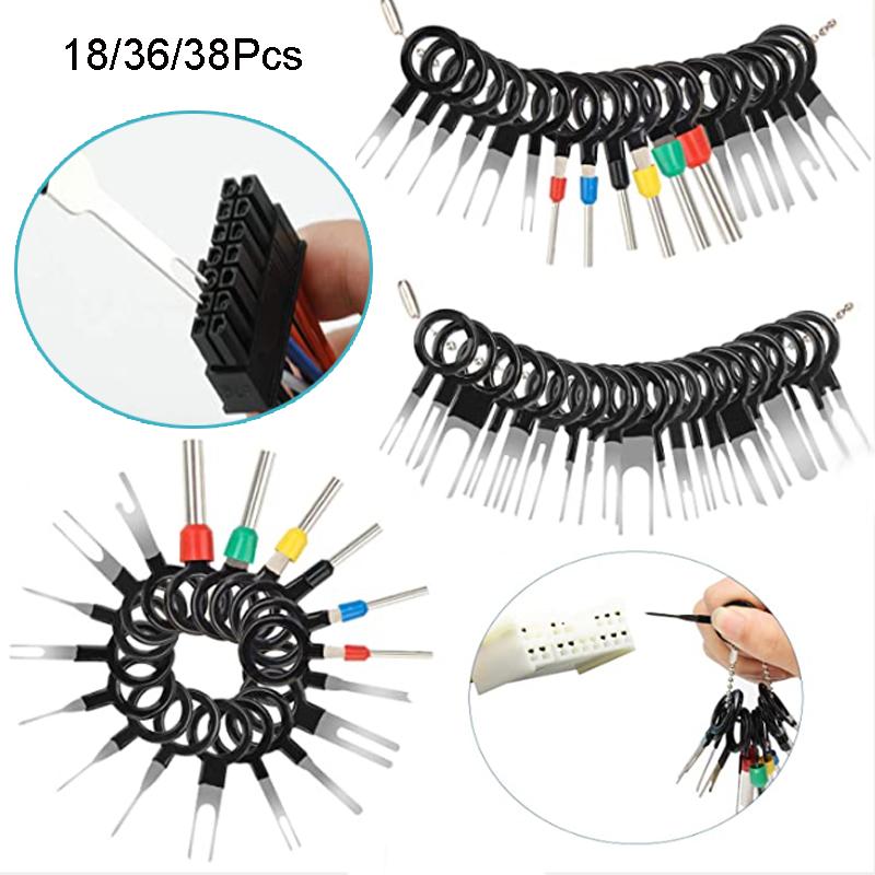 18/36/38 Pieces Car Terminal Disassembly and Ejector Tool Needle Ejector Wire Terminal Removal Kit Car Connector Durable