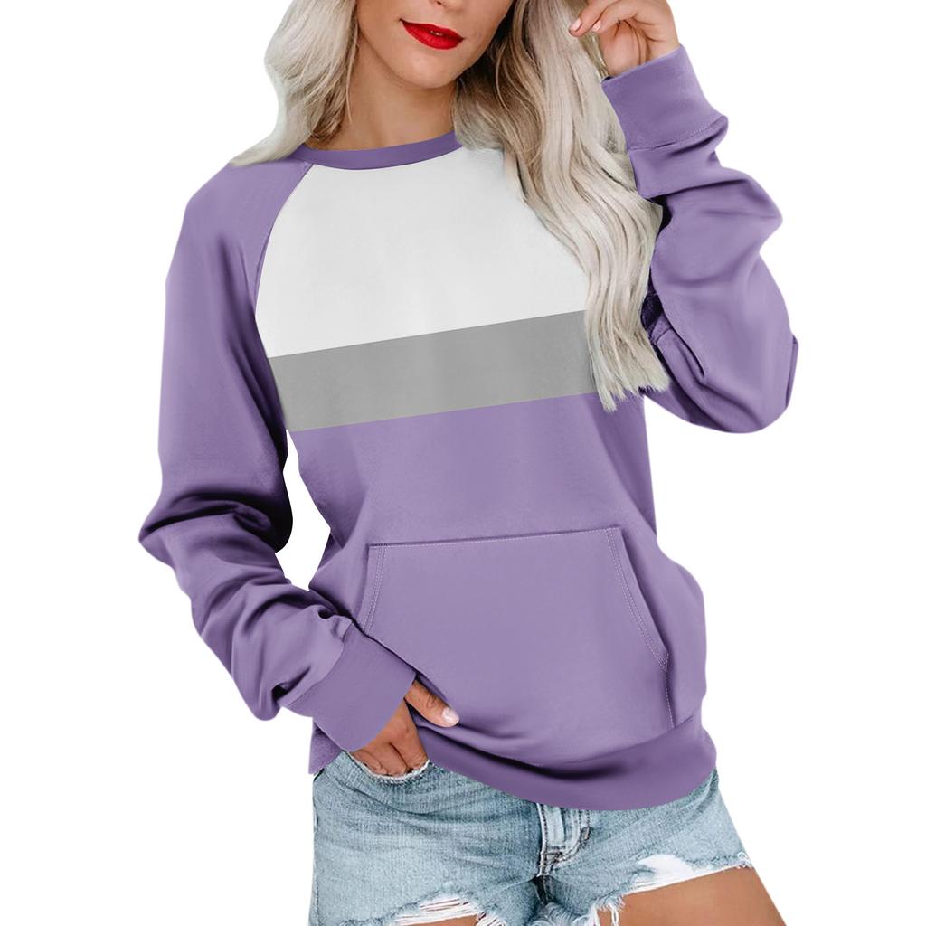 Womens Long Sleeve Sweatshirt Casual Crewneck Cute Pullover Tops Printing Lightweight Sweatshirt With Pocket