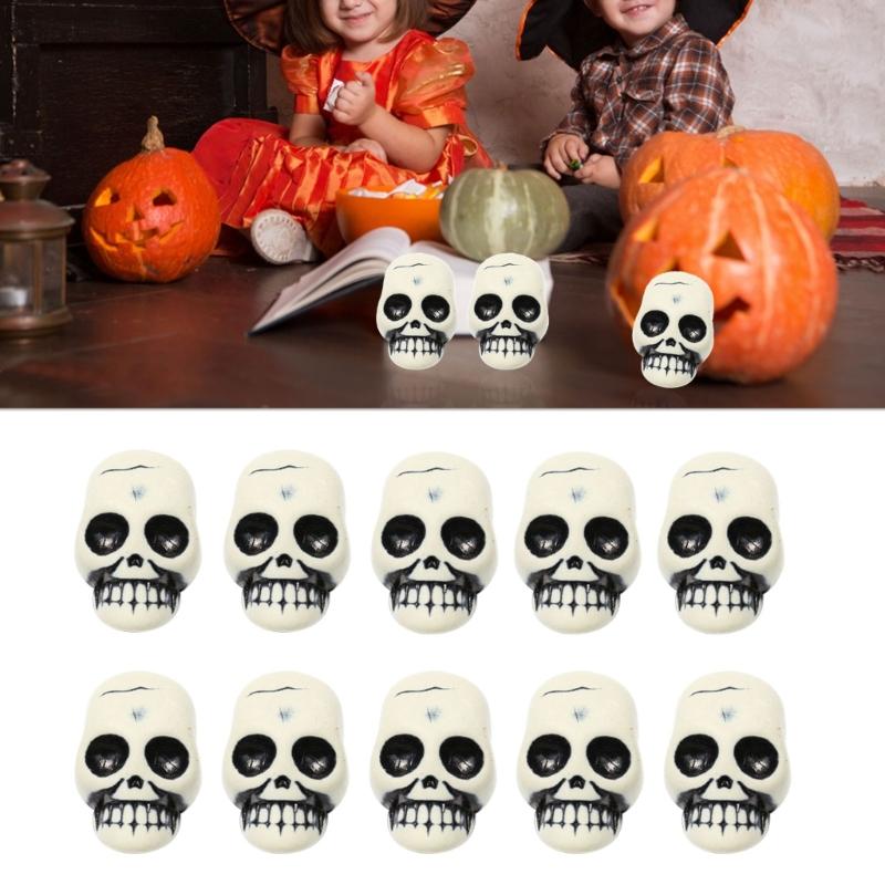 10Pieces Halloween Skull Heads Scary Prank Props Terrifying Skull Mini Skeleton